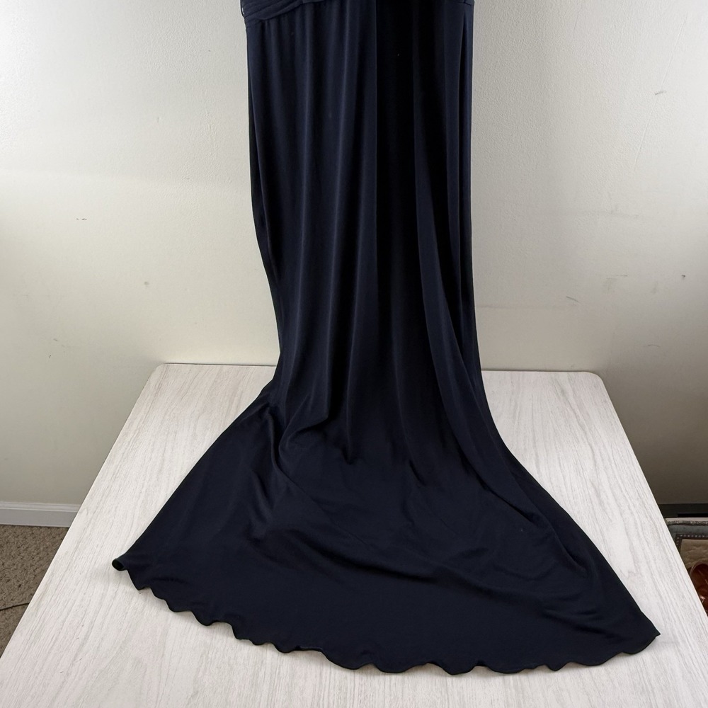 Navy Gown Sz 12 Beaded Neck Keyhole Halter Maxi Prom Formal Dress JS Boutique - Picture 6 of 14